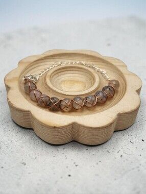 Handmade Wire Wrapped Dragon Vein Beaded Bracelet Adjustable Gift Jewelry